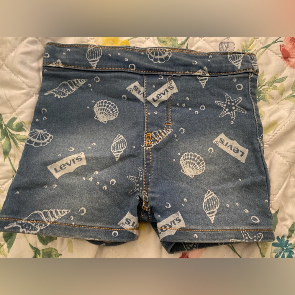 Levi's Blue Seashell Print Denim Shorts